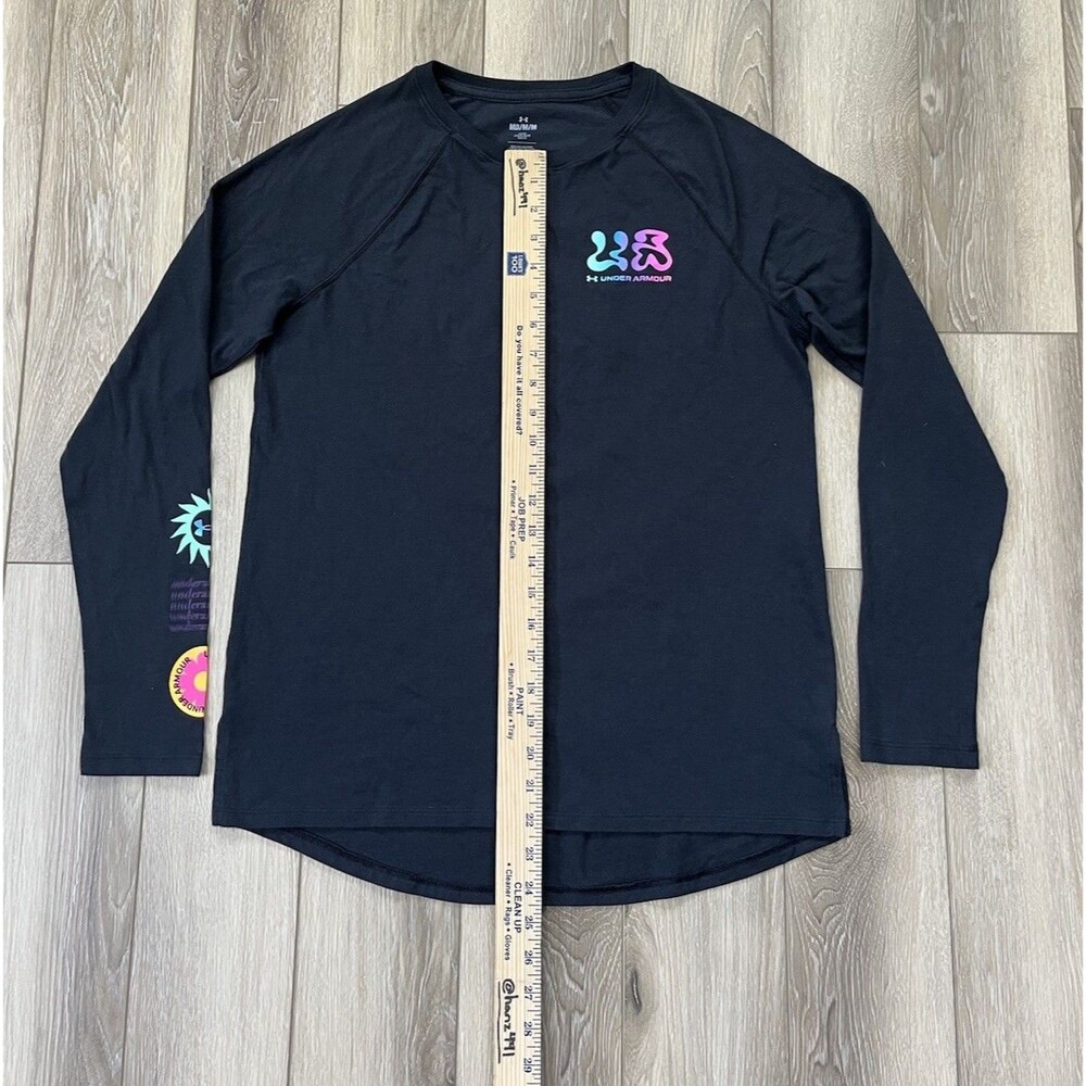 Under Armour Women's Gradient Bloom Black Long Sleeve T-Shirt Sz Medium - Picture 10 of 11